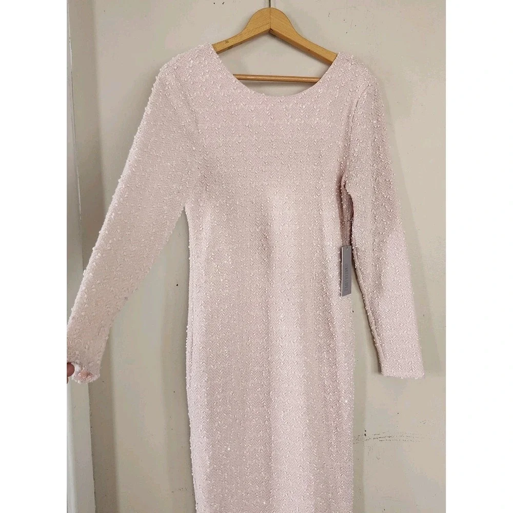 NWT Jennifer Lopez Womens Sz Large Pink Sparkle Bodycon Cocktail Dress Pullover